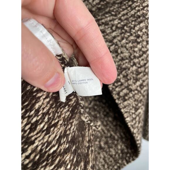 Gap Lambs Wool Sweater Womens S/M  Brown Beige Chunky Cardigan Drape Collar Top - Picture 7 of 16